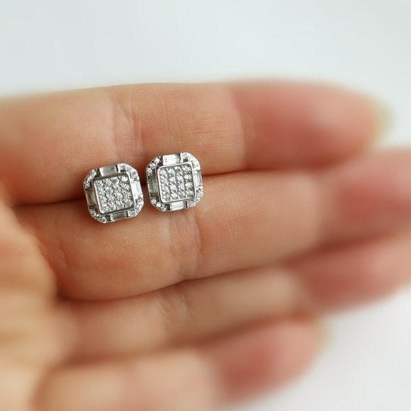 NEW, Art Deco styled earrings in Sterling Silver CZ - Picture 6 of 8